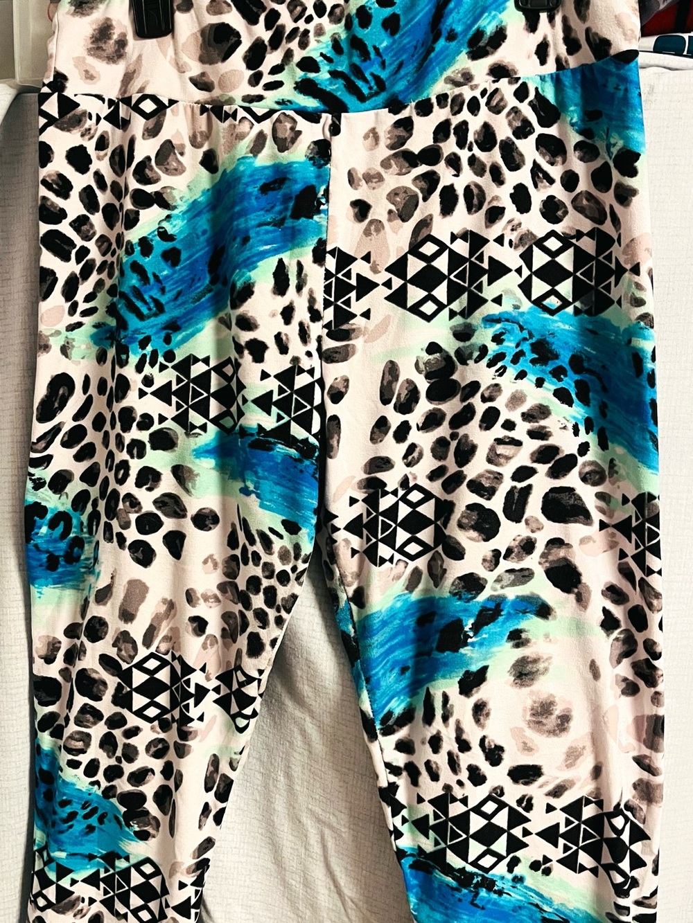 Women’s Blue & Black Printed Stretch Leggings size xxl